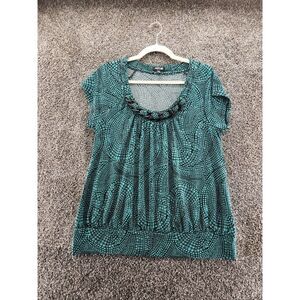 Apt 9 large petite blouse green black short sleeve